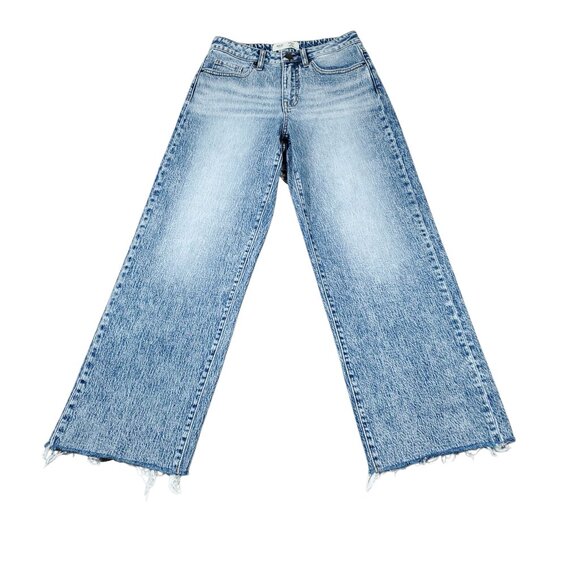 BKE Buckle Billie High Rise Cropped Wide Leg Jeans Stretch Blue Size 26 x 29 - Picture 1 of 9